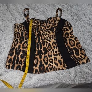 Tripp NYC Leopard Print Crop Top with Black Panels